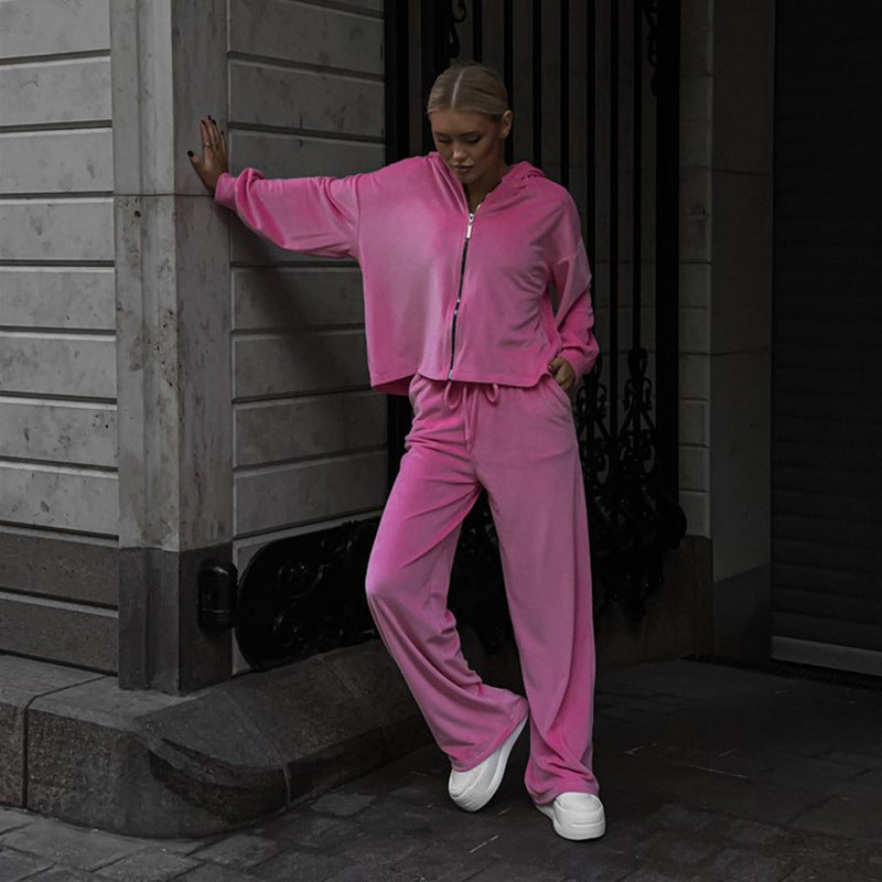 Cardigan Cap Top Sports Trousers Two-piece Set