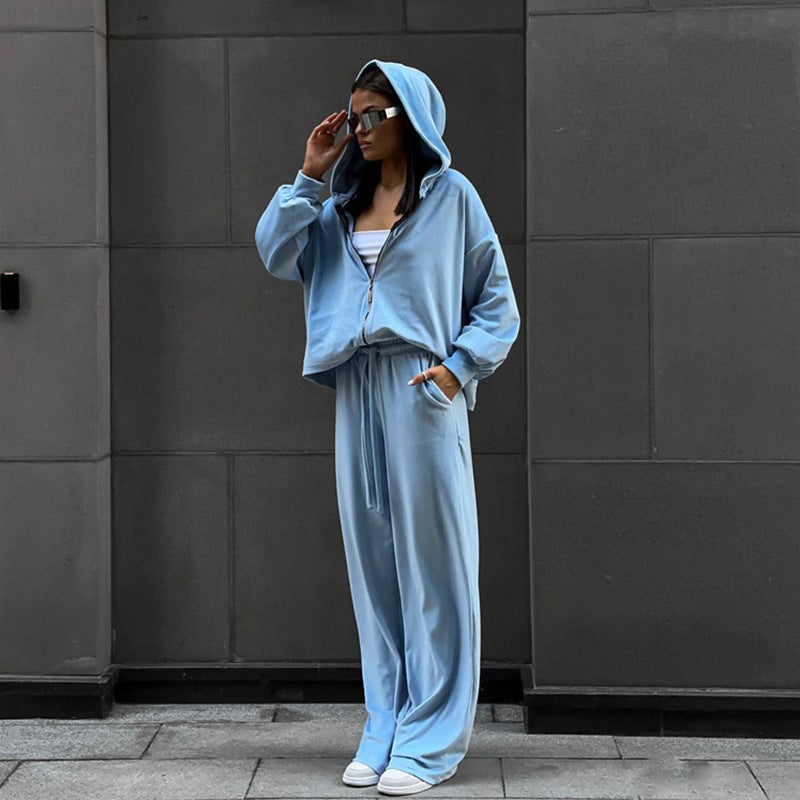 Cardigan Cap Top Sports Trousers Two-piece Set