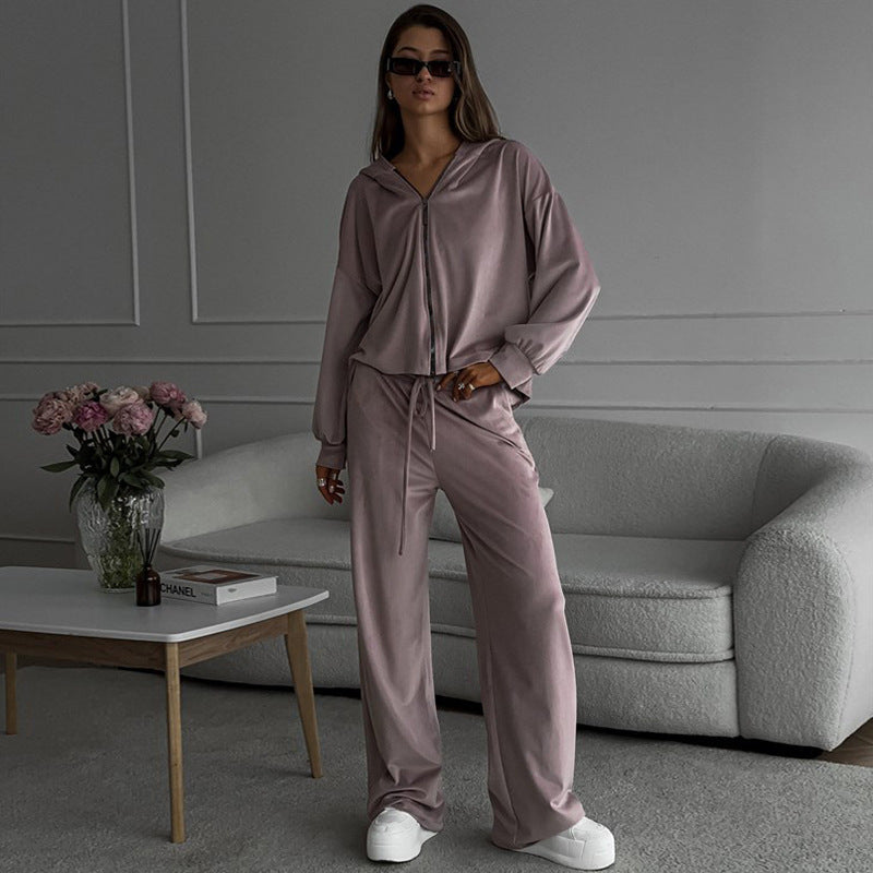 Cardigan Cap Top Sports Trousers Two-piece Set