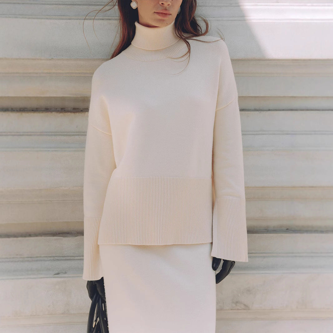 Loose Temperament Sweater Split Skirt Suit
